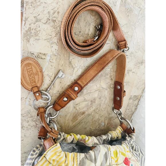 FOSSIL Multicolored patchwork fabric/Leather suede shoulder bag/crossbody - Picture 10 of 13